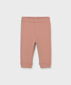Dusty rose toddler knit pants with elastic waistband and cuffed ankles plain front