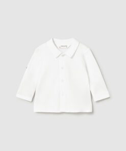 White long sleeve collared button down shirt for toddlers plain and simple