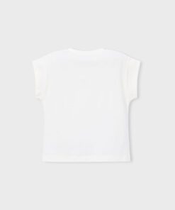 White short sleeve t shirt shown from the back on a light gray background